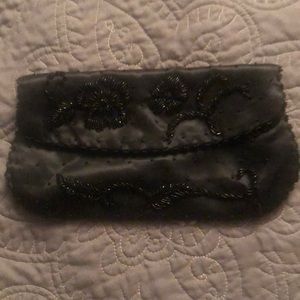 Black beaded evening clutch